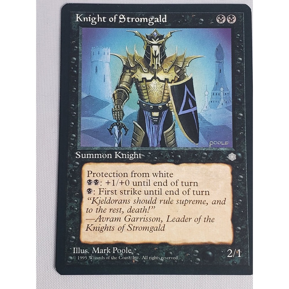 Magic‎ The Gathering Knight of Stromgald Ice Age 1995 MTG Black Card Mark Poole